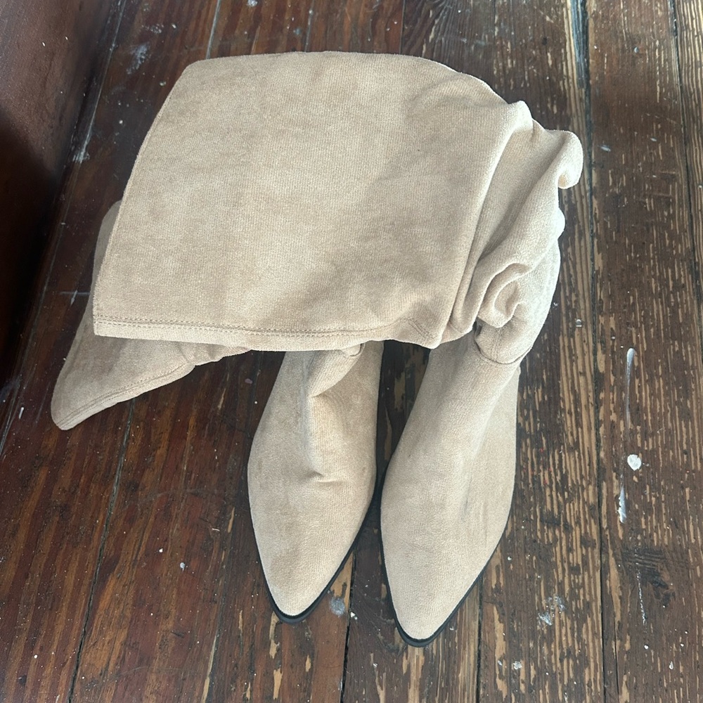 Tan Suede Pointed Toe Boots - NEVER WORN